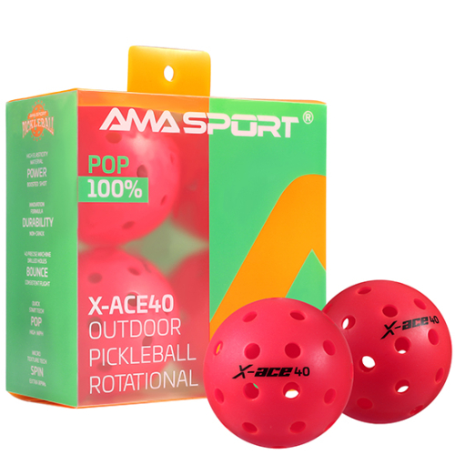 Bộ 4 quả bóng Pickleball xoay AMA SPORT X-ACE40 màu hồng (PET) 